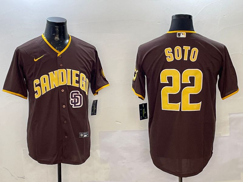 Men San Diego Padres 22 Soto Brown Game 2025 Nike MLB Jersey style 6